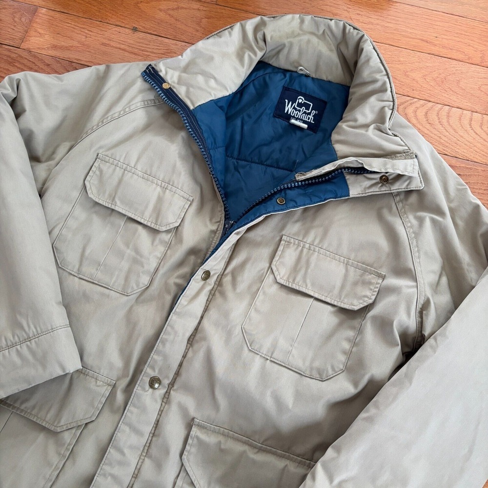 Vintage Woolrich Parka Chore Jacket Coat Mens M Tan Made In USA